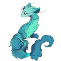 Clipart blue azure dragon with long tail